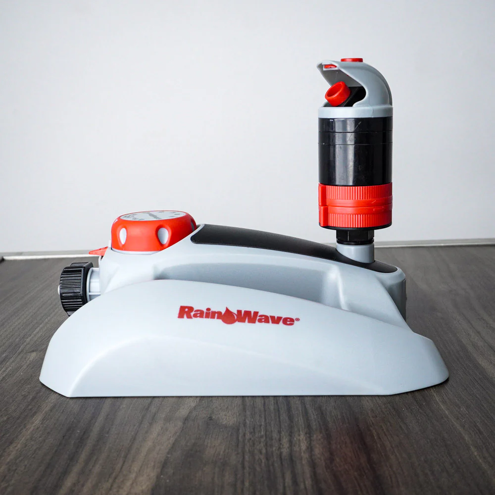 10-Inch Rainwave Multi-Pattern Rotary Sprinkler in Red with Timer on Base - Image 7