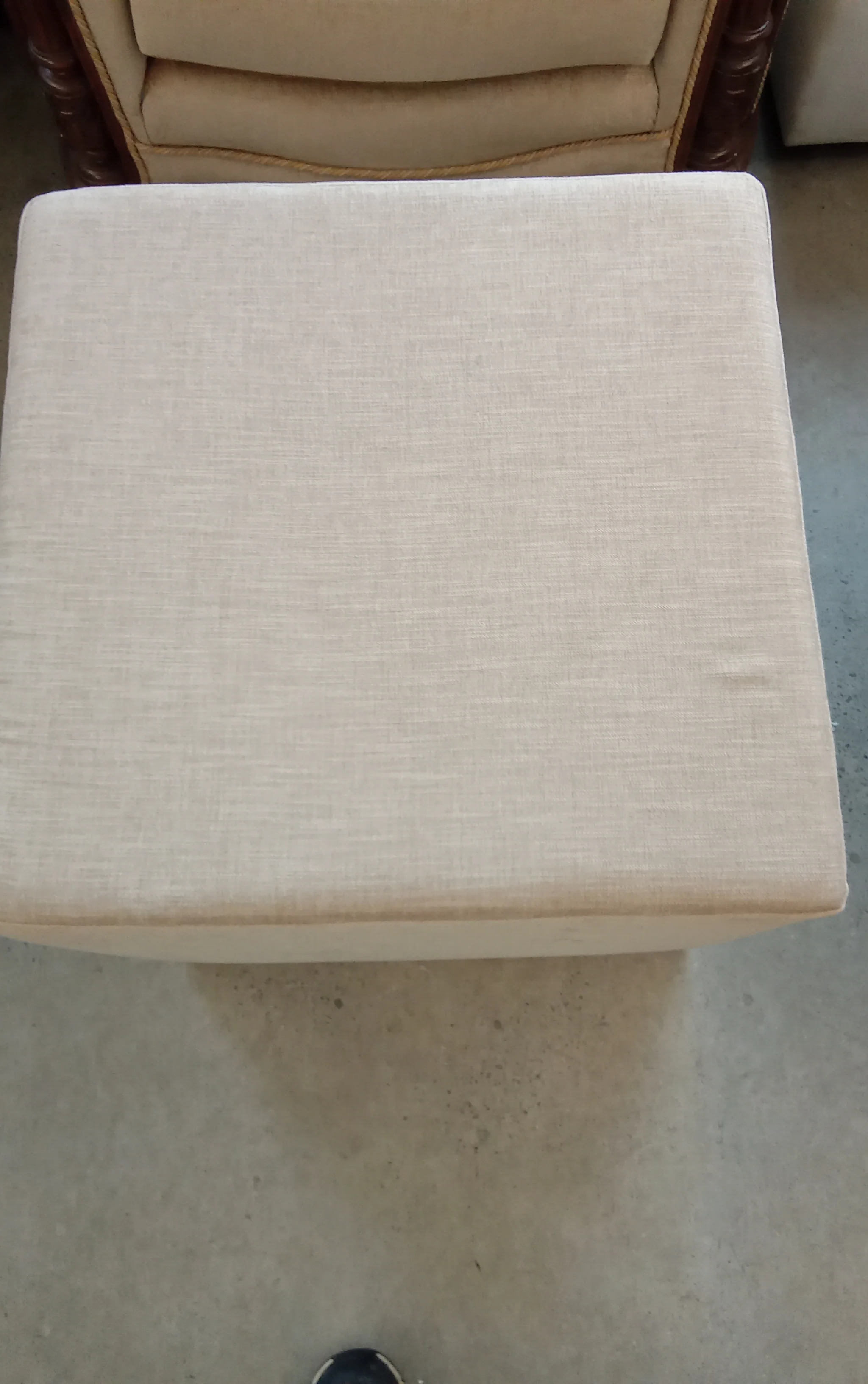 23"W Cream Fabric Ottoman - Image 4