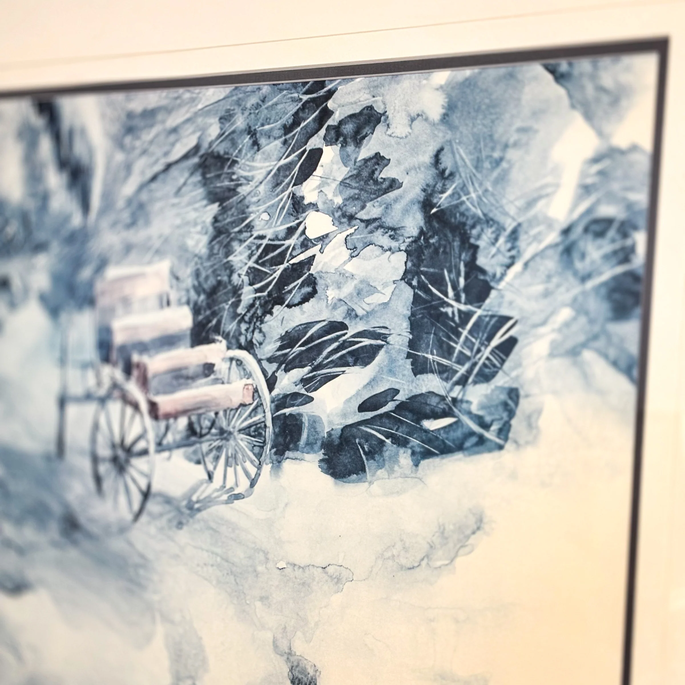 39x33-Inch Framed Artwork Winter Landscape Painting – Signed - Image 8