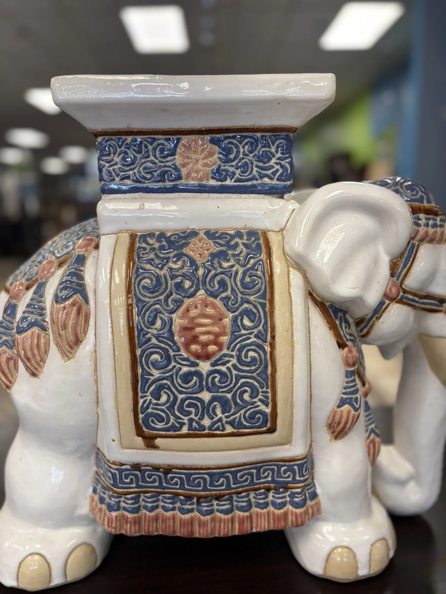 8- Inch Glazed Ceramic Elephant 1970s - Image 4