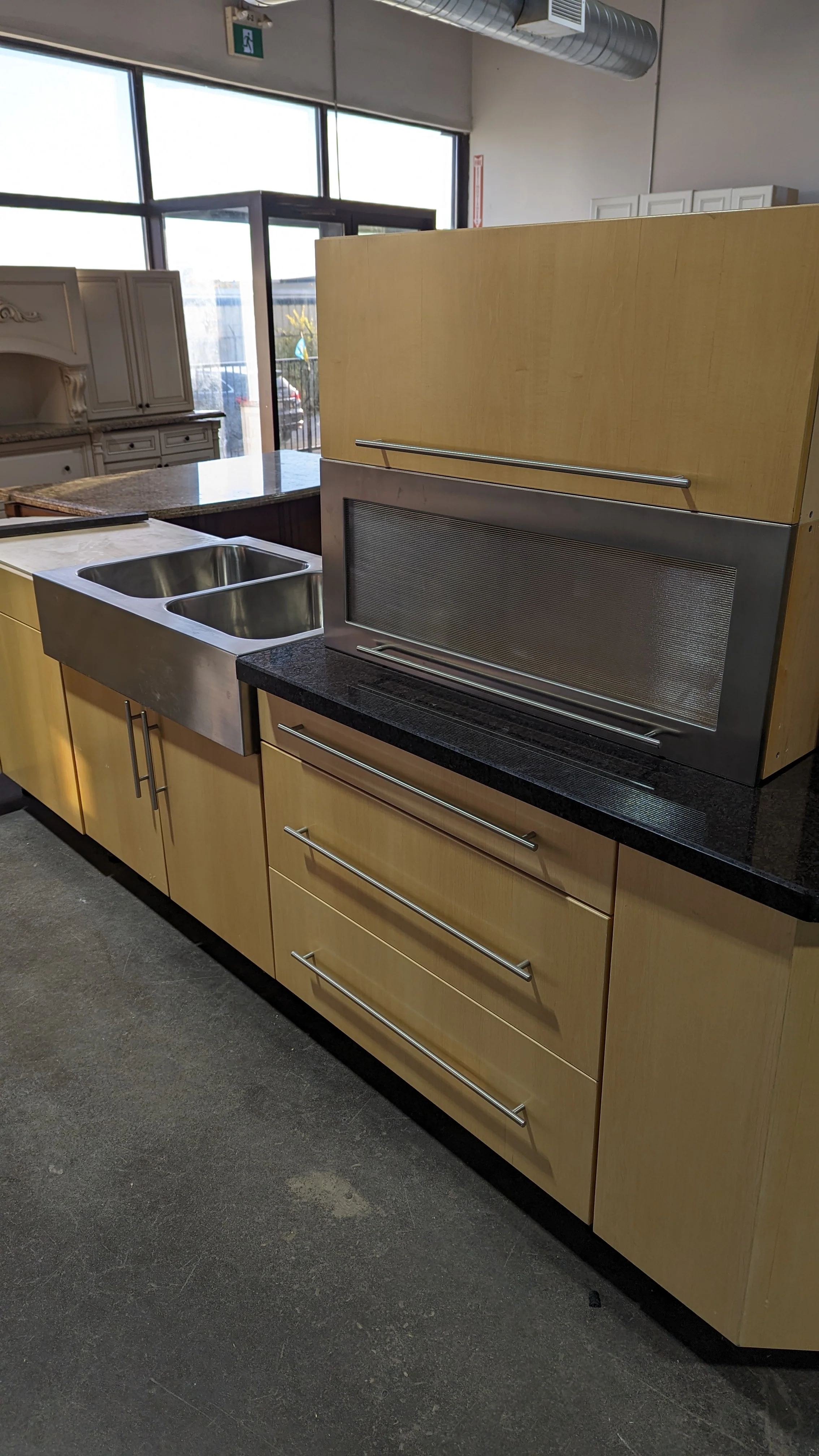 Angled Honey Maple Kitchen with Black Stone - Image 2