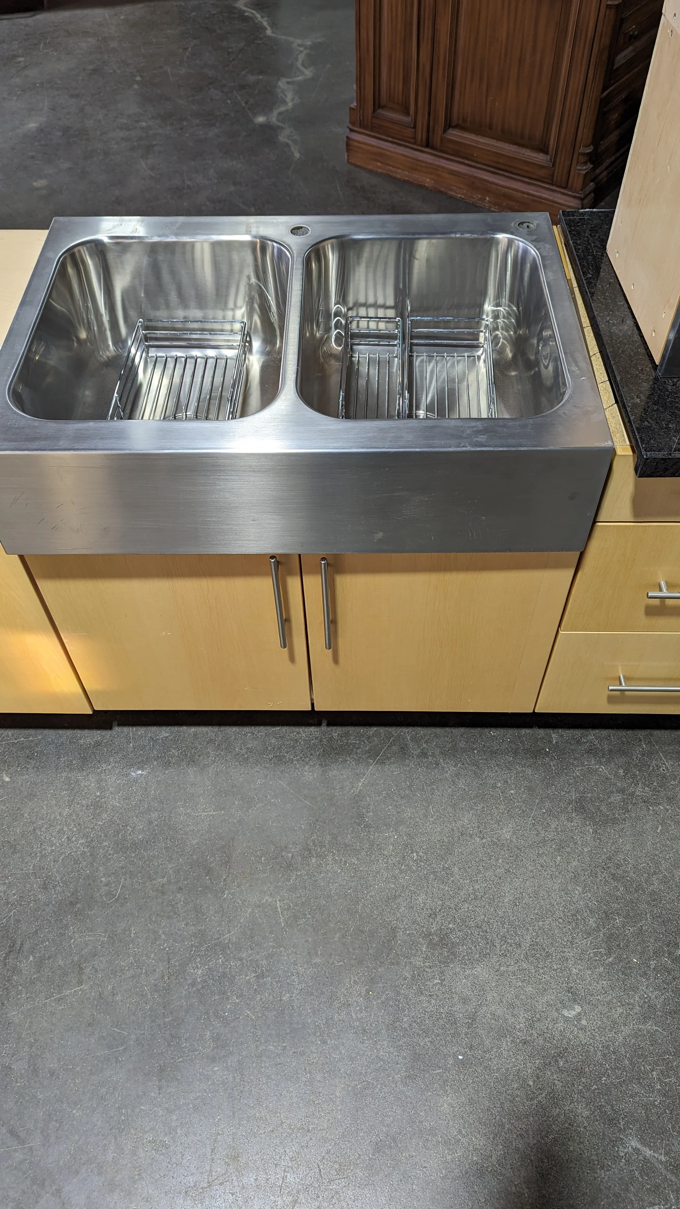 Angled Honey Maple Kitchen with Black Stone - Image 5