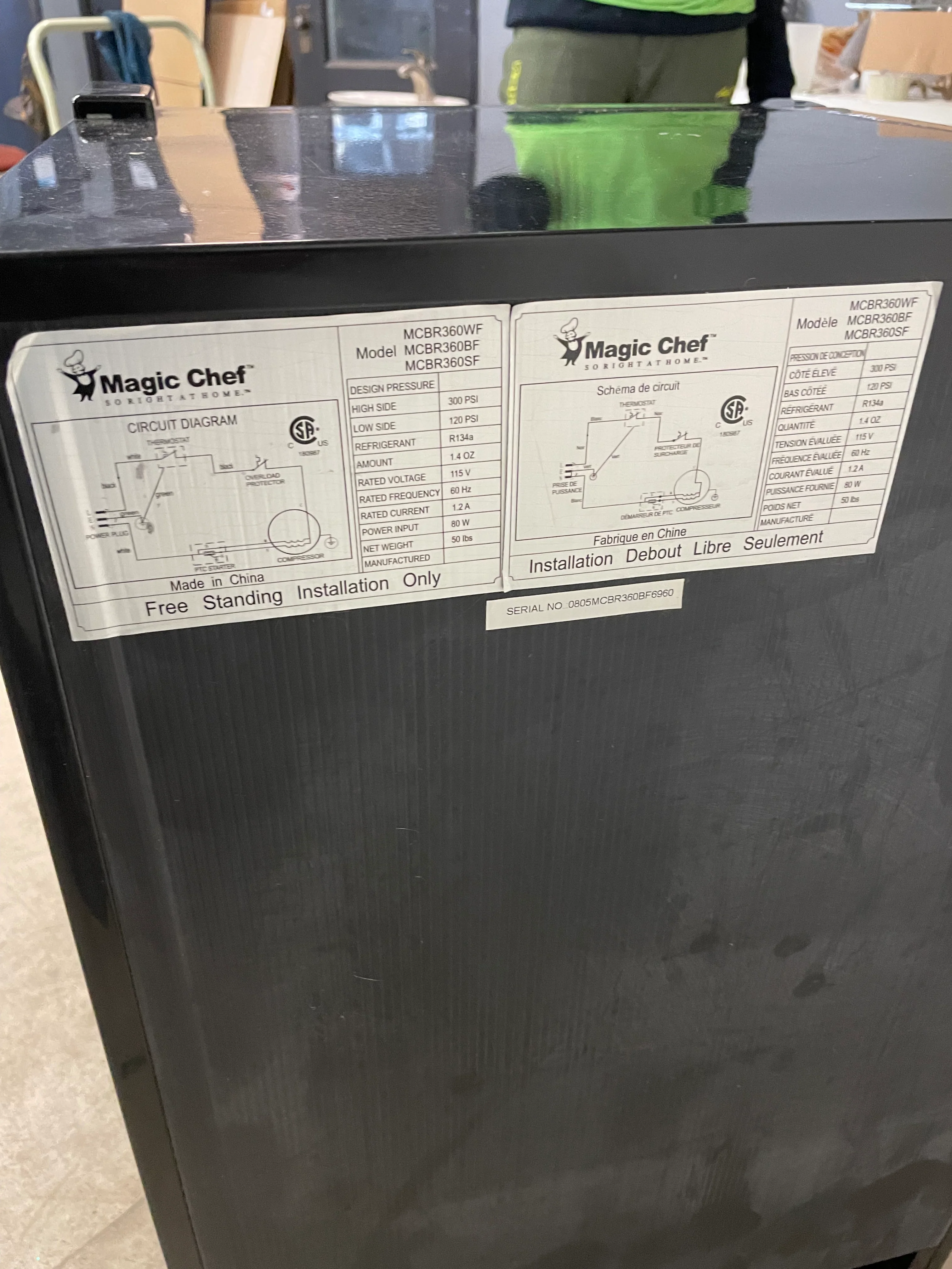 Black Magic Chef Mini-Fridge Model:MCBR360WF - Image 7