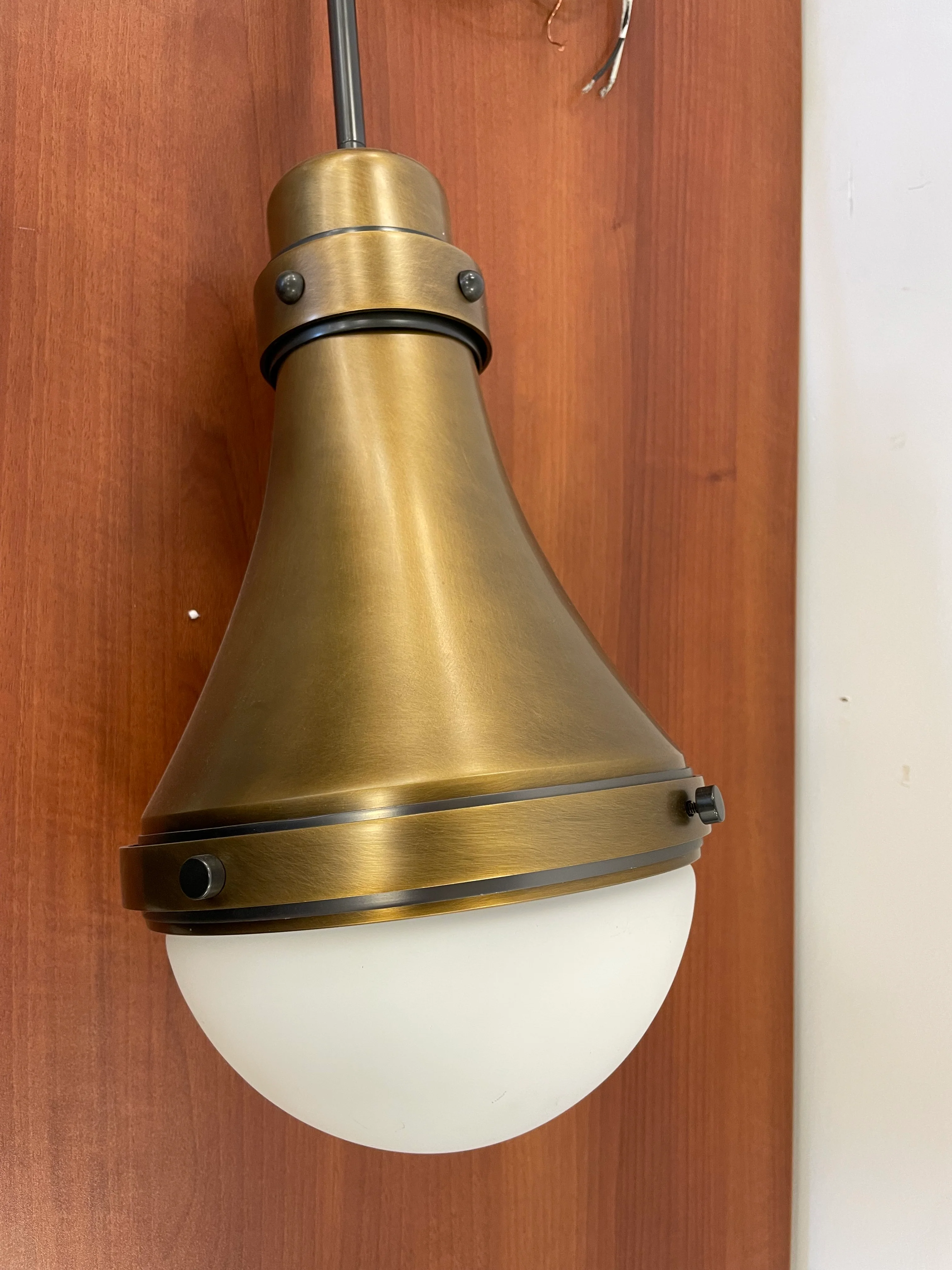 Brass and White Glass Pendant - Image 2