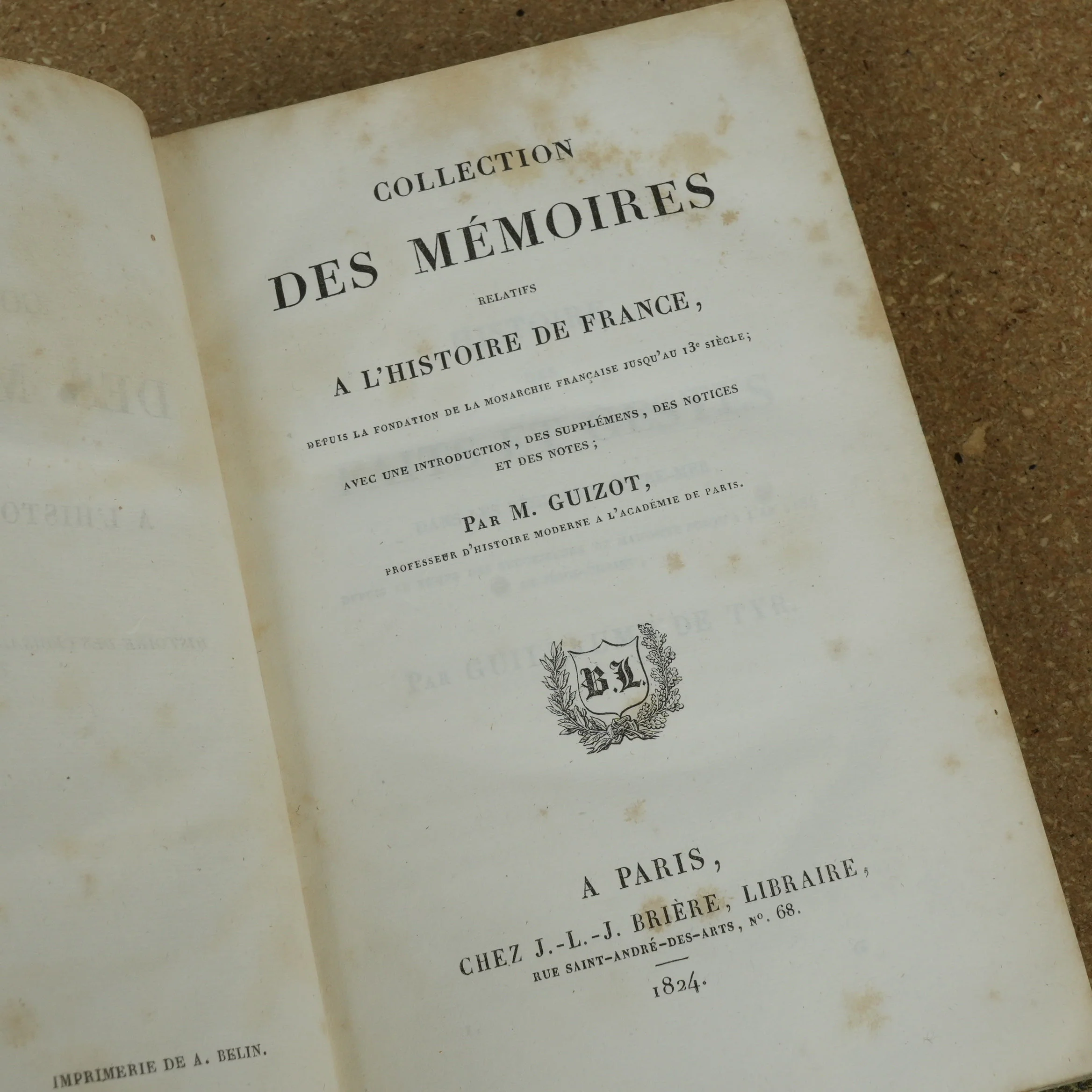 Collection des Mémoires Relatifs A l'Histoire de France by Francois Guizot 1824 Vol 1 - Image 6
