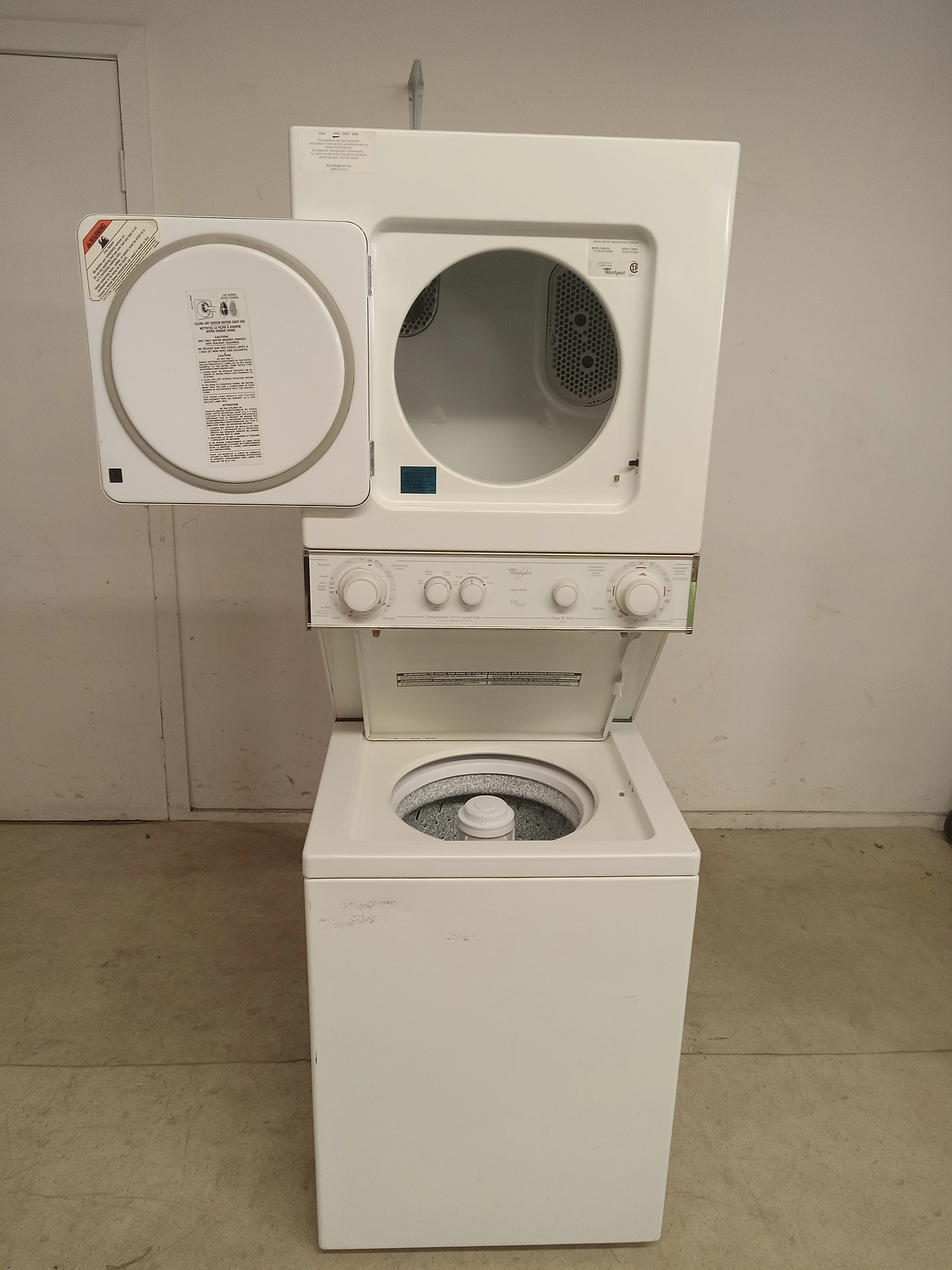 24"W White Whirlpool Washer/Dryer Combo - Image 2