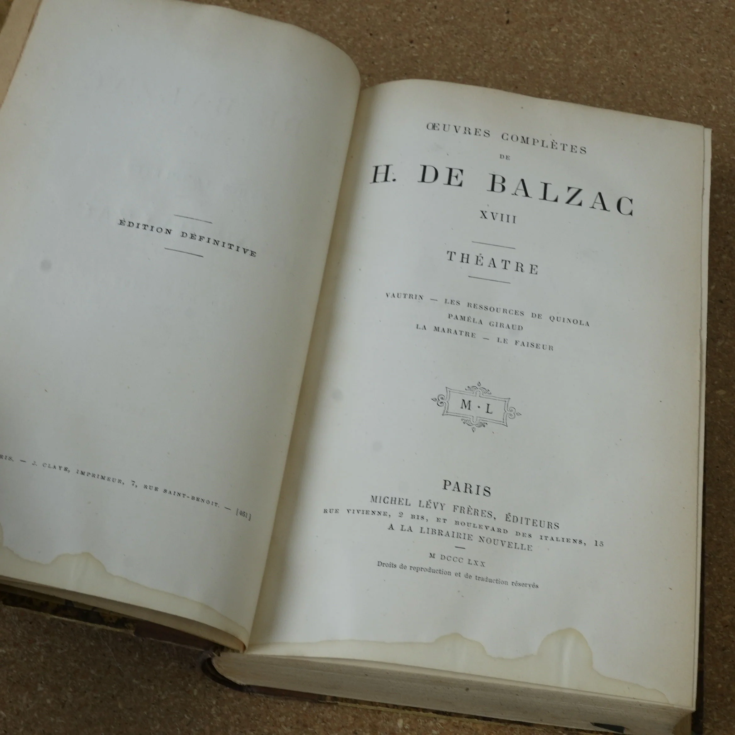 Oeuvres Completes de H. De Balzac (Volume 18) 1870 - Image 4