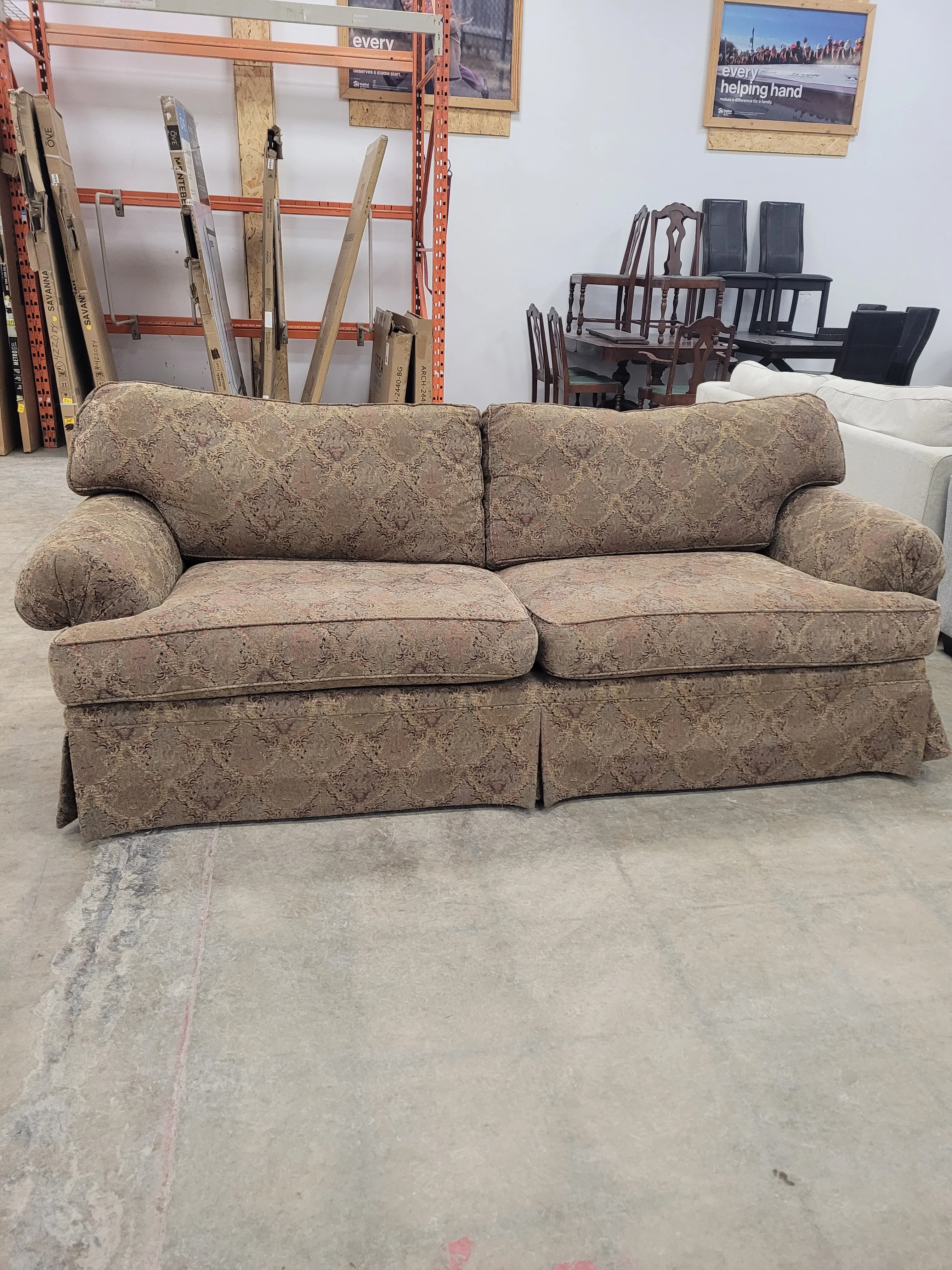 Ornamental Patterned Damask-Style Sofa