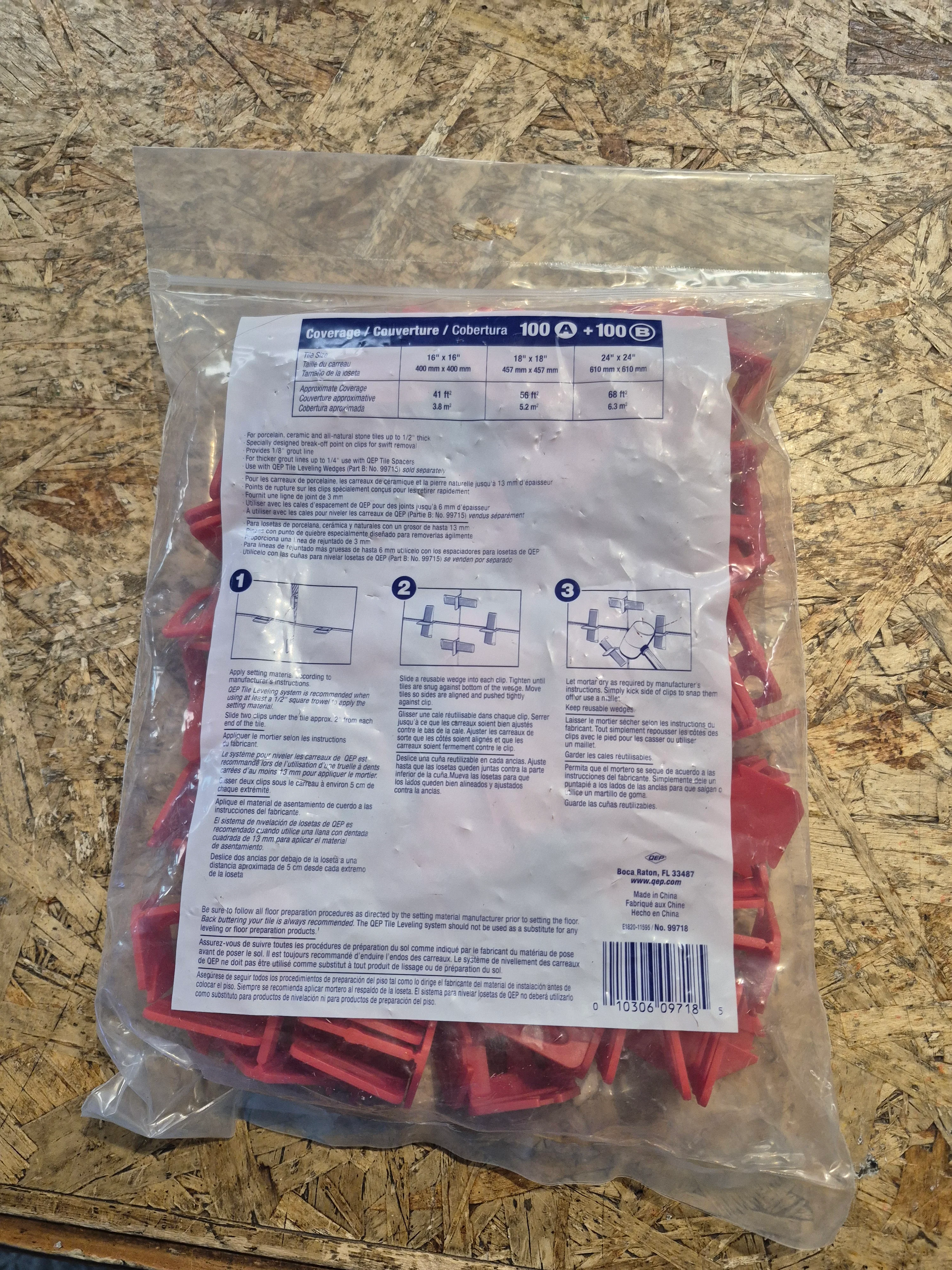 QEP LASH 1/8" Flat Floor and Wall Tile Leveling System Clips 100PK - Image 2