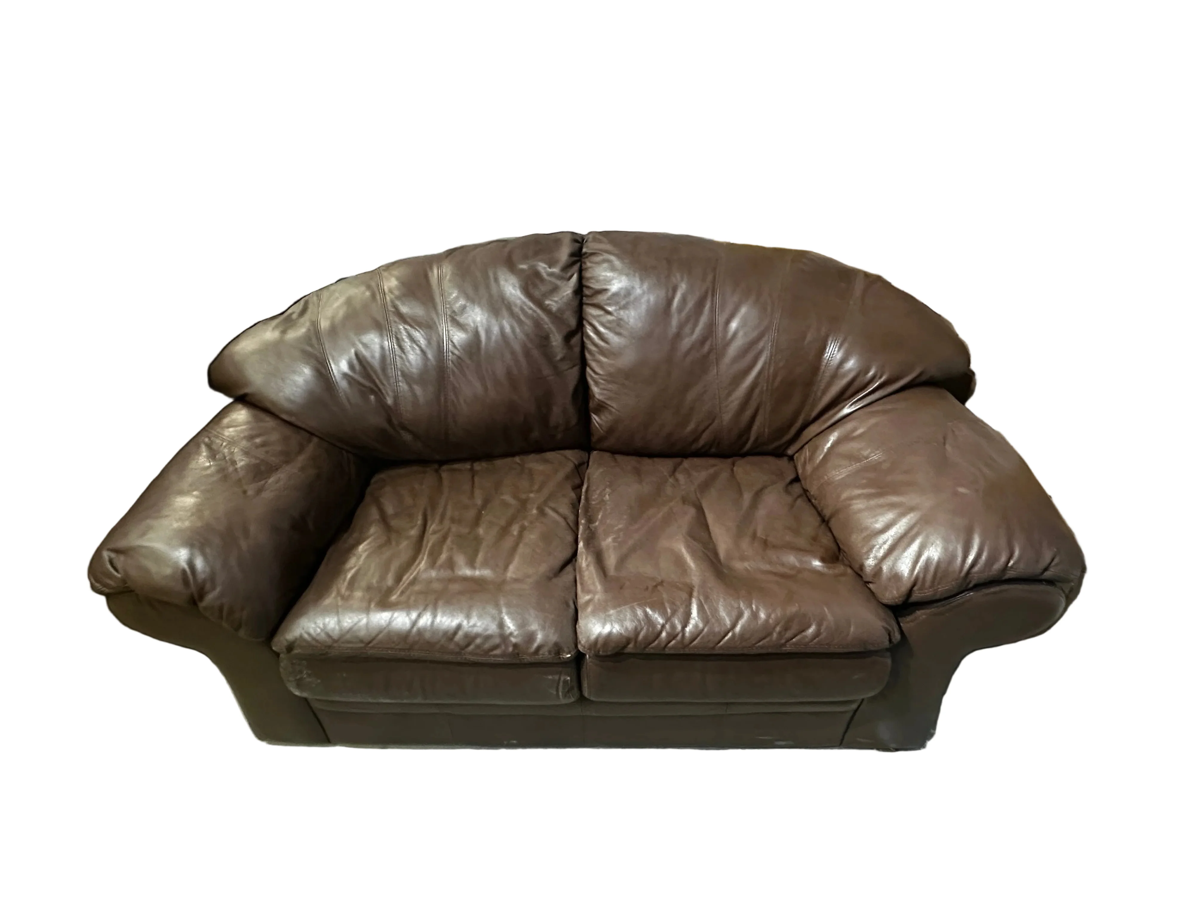 Soft Brown Leather Loveseat