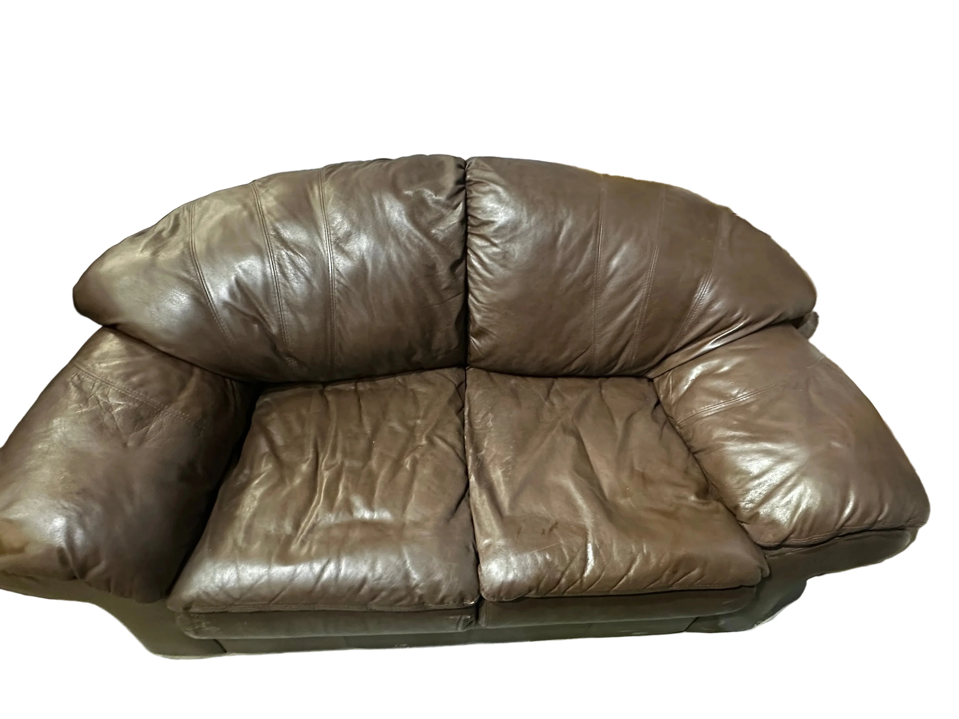 Soft Brown Leather Loveseat - Image 2