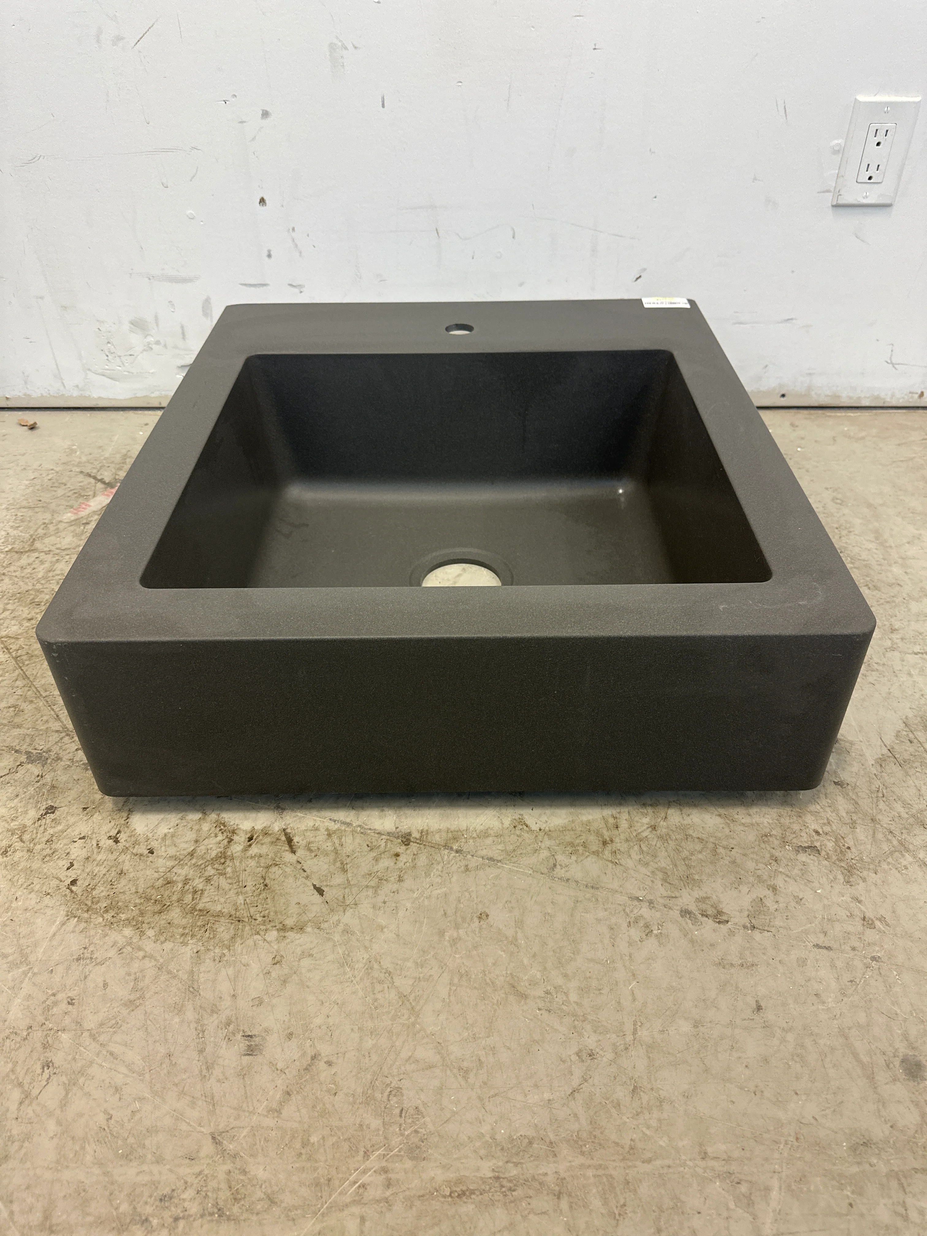 TALLSJÖN Apron front sink, dark gray/stone