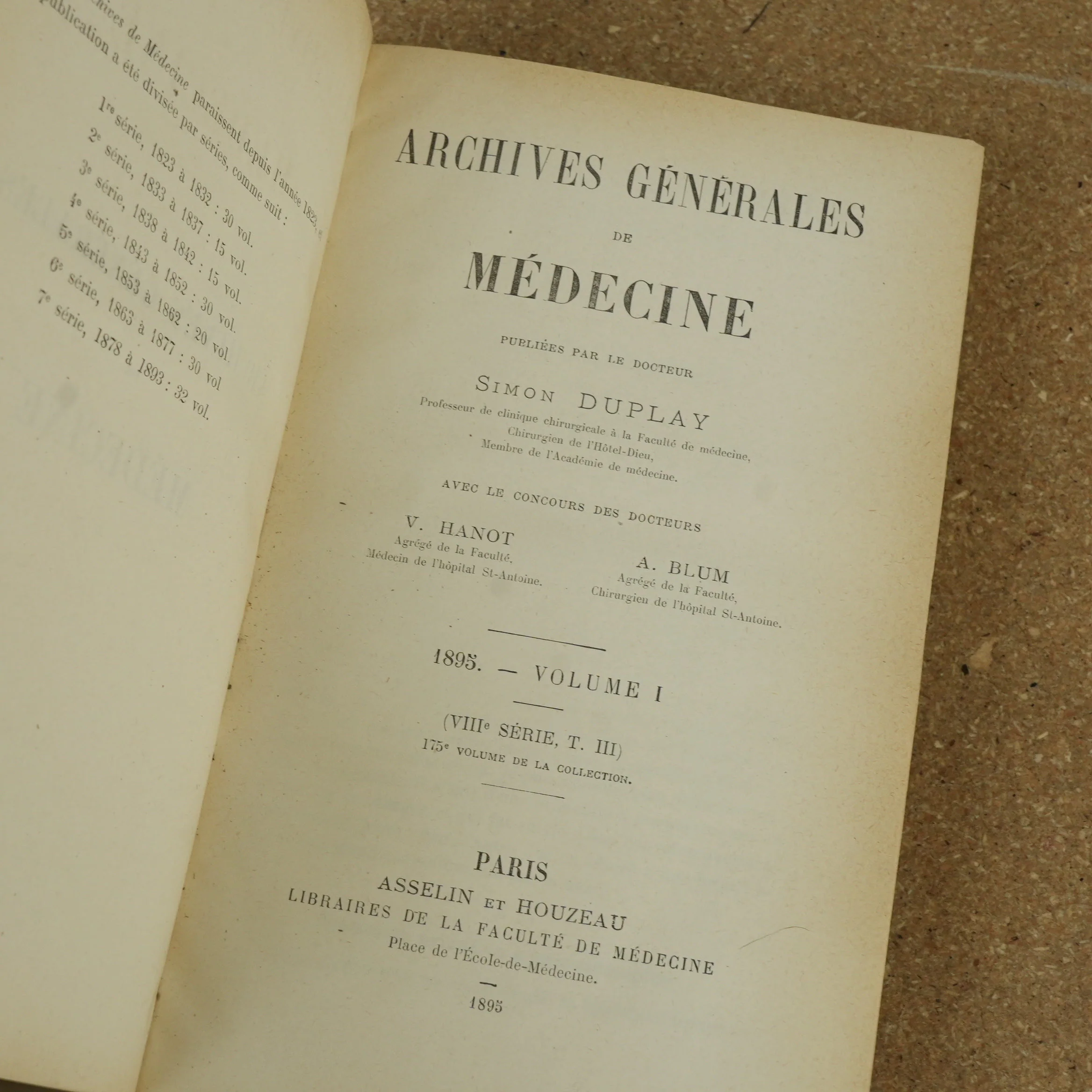 The Archives Générales de Médecine Serie 8 Vol 3 by Simon Duplay 1895 - Image 3