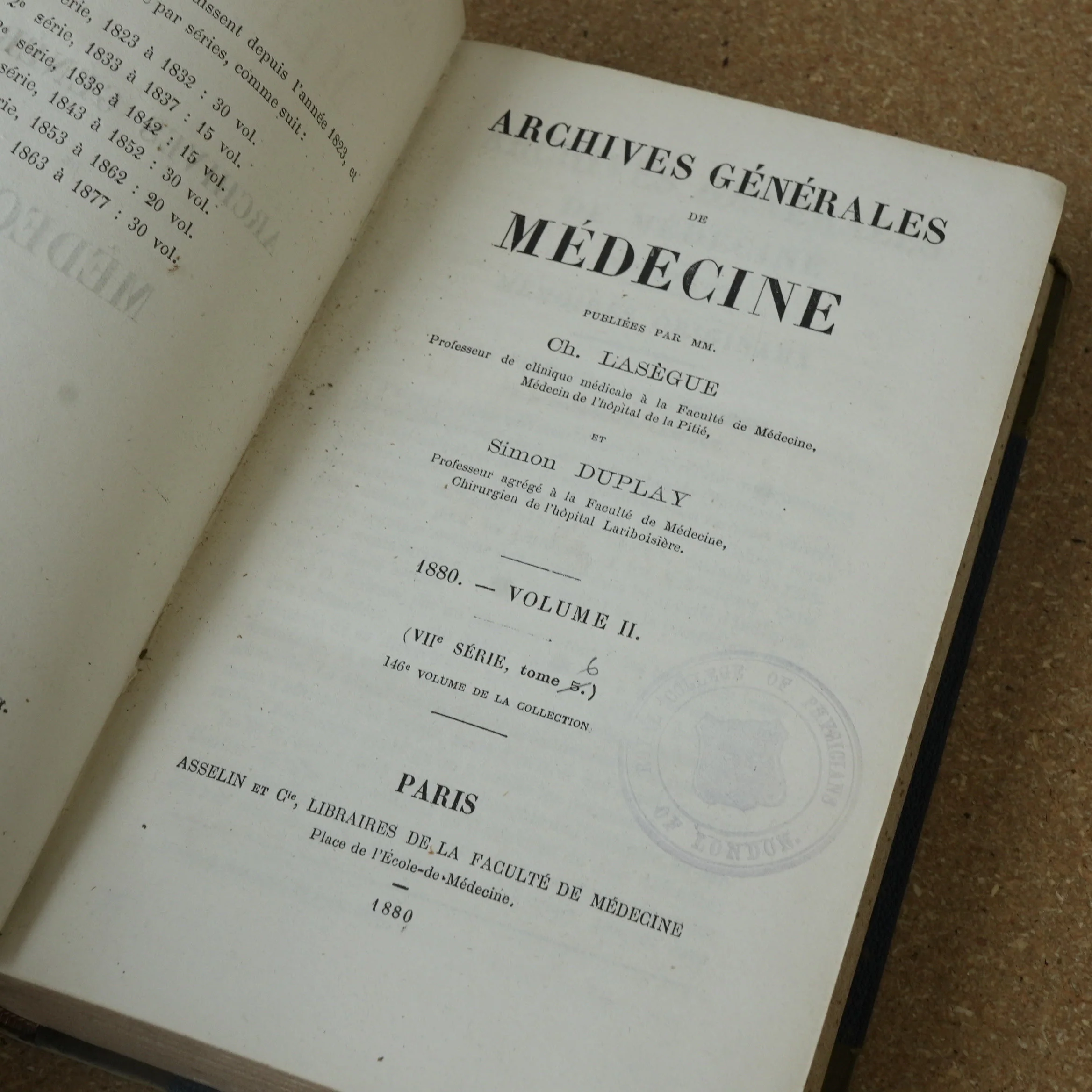 The Archives Générales de Médecine Serie 7 Vol 6 by Simon Duplay 1880 - Image 3