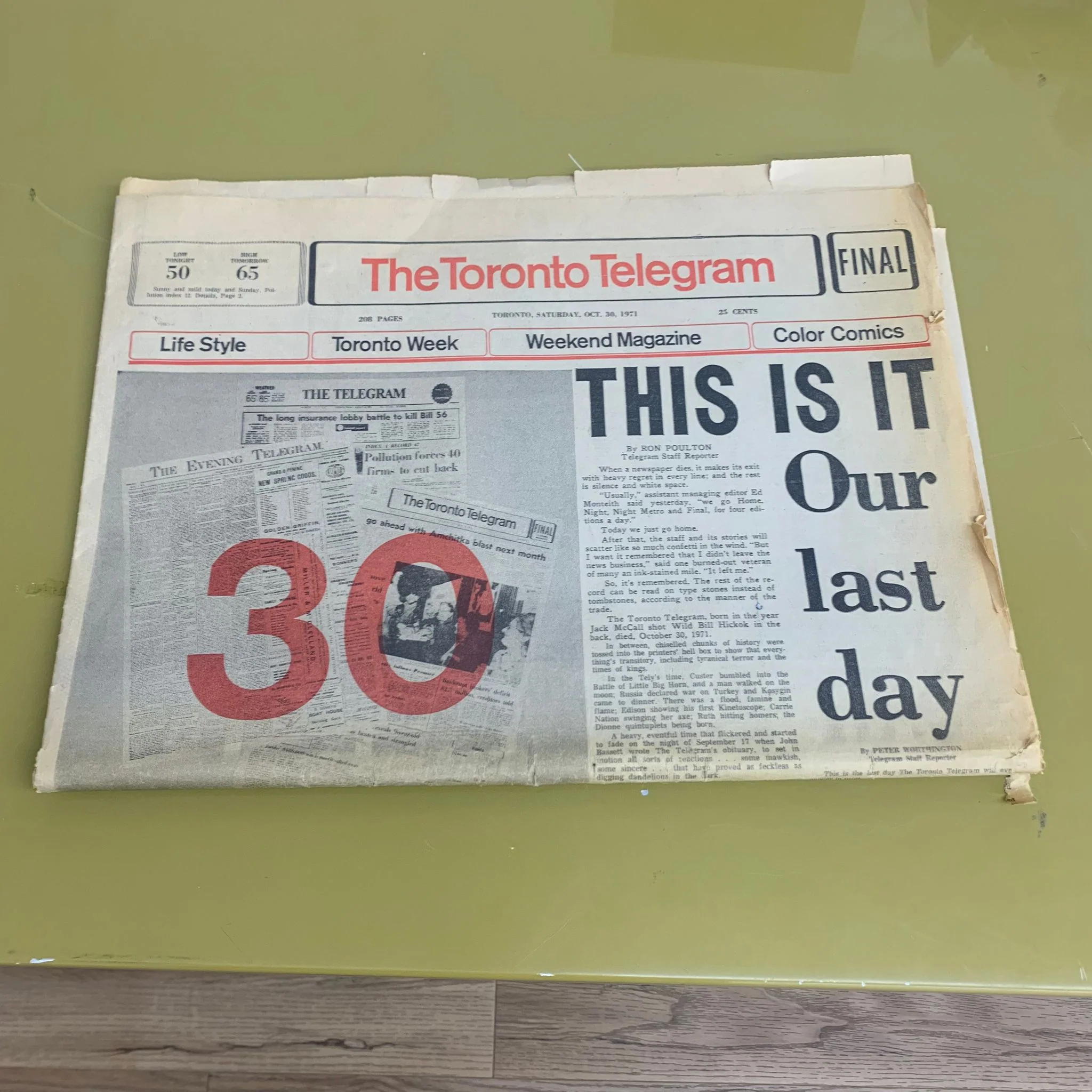 The Toronto Telegram Newspaper's Final Issue - Page 1-16 INCOMPLETE - Image 2
