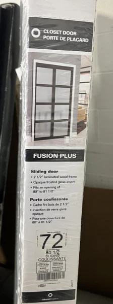 TRUporte 72" x 80.5" Fusion Plus Frosted Sliding Closet Door Chocolate - Image 3