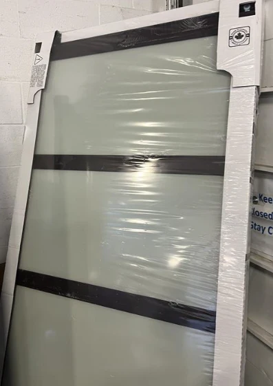 TRUporte 72" x 80.5" Fusion Plus Frosted Sliding Closet Door Chocolate - Image 4