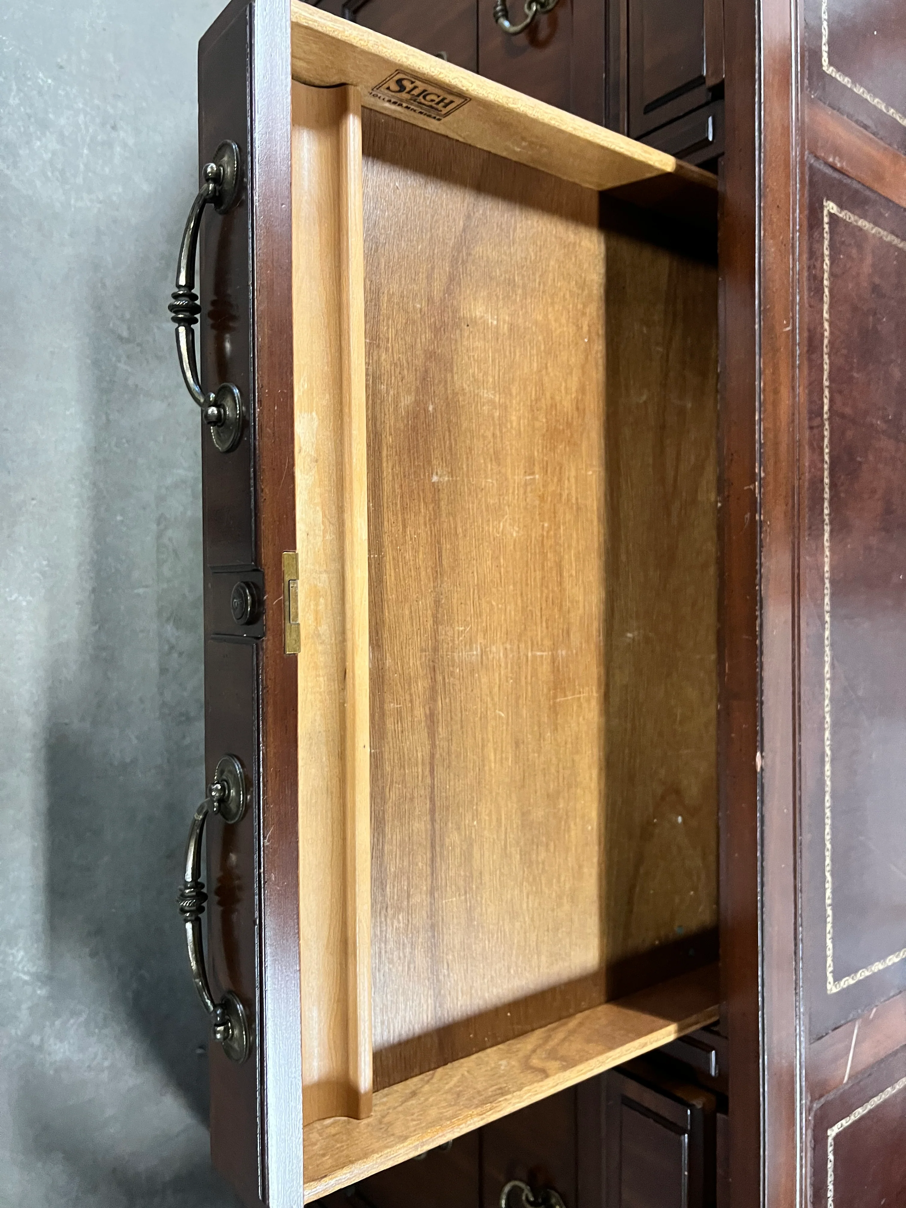 Vintage Dark Brown Double-Pedestal Partners Desk - Image 7