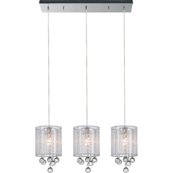 Water Drop 24-inch 3 Light Chandelier with Chrome Finish